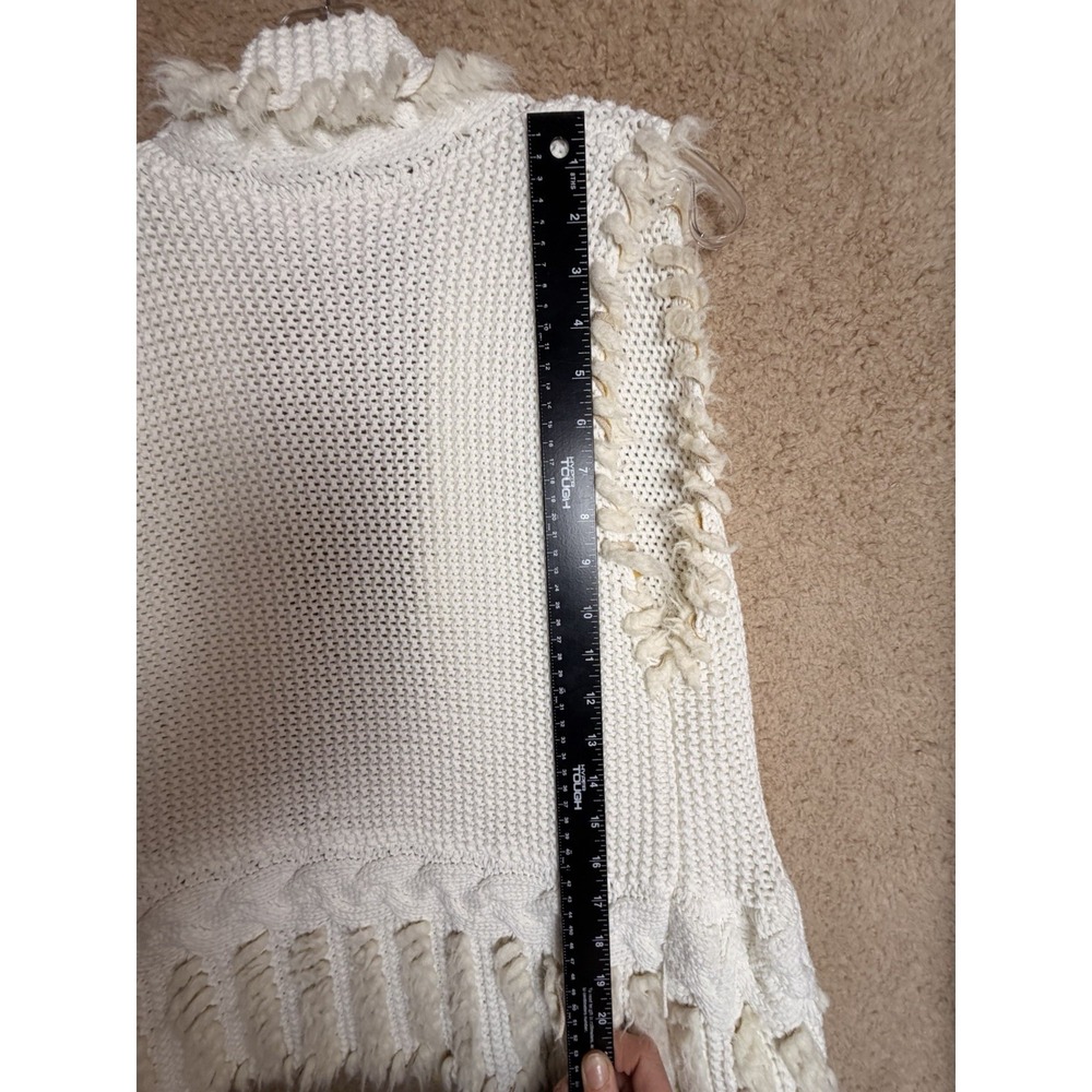 Lilly Pulitzer Sweater‎ Vest S Ivory Chunky Knit Fringe Boho Cottagecore Open - Picture 9 of 13